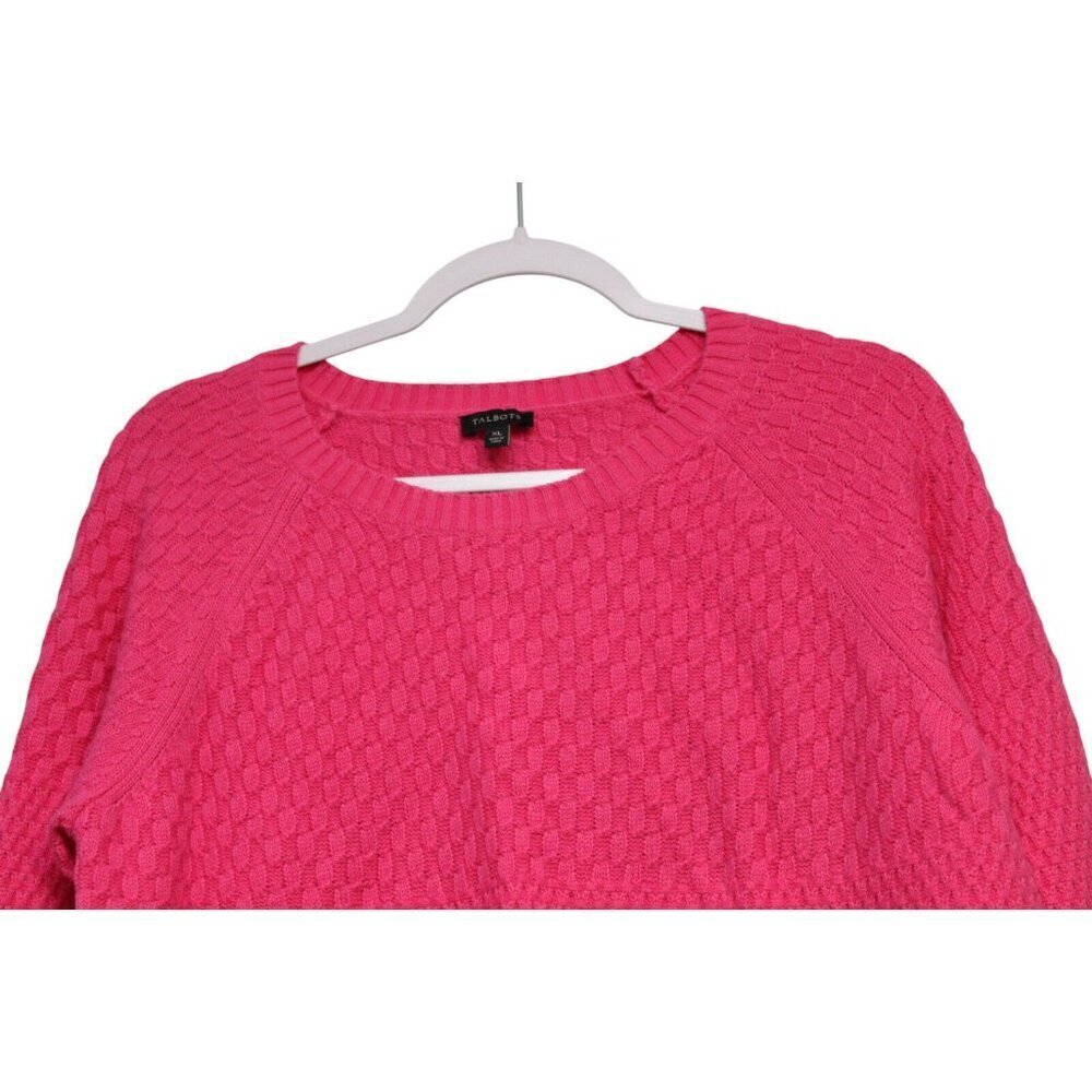 Talbots Sweater Size XL Lambs Wool Textured Knit Pink Valentines Day Preppy Soft - Picture 2 of 12